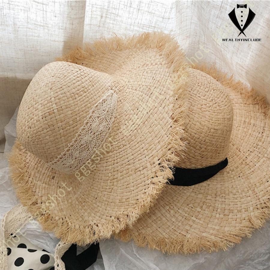 帽子麦わら帽子つば広つば広ハットつ...