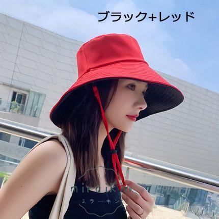 両面使える レディース つば広 UVカット 帽子 あご紐付き 大きいサイズ UVハット 日よけ 折りたたみ 飛ばない 春 夏 農作業 旅行 運転 使いやすい 2点セット
