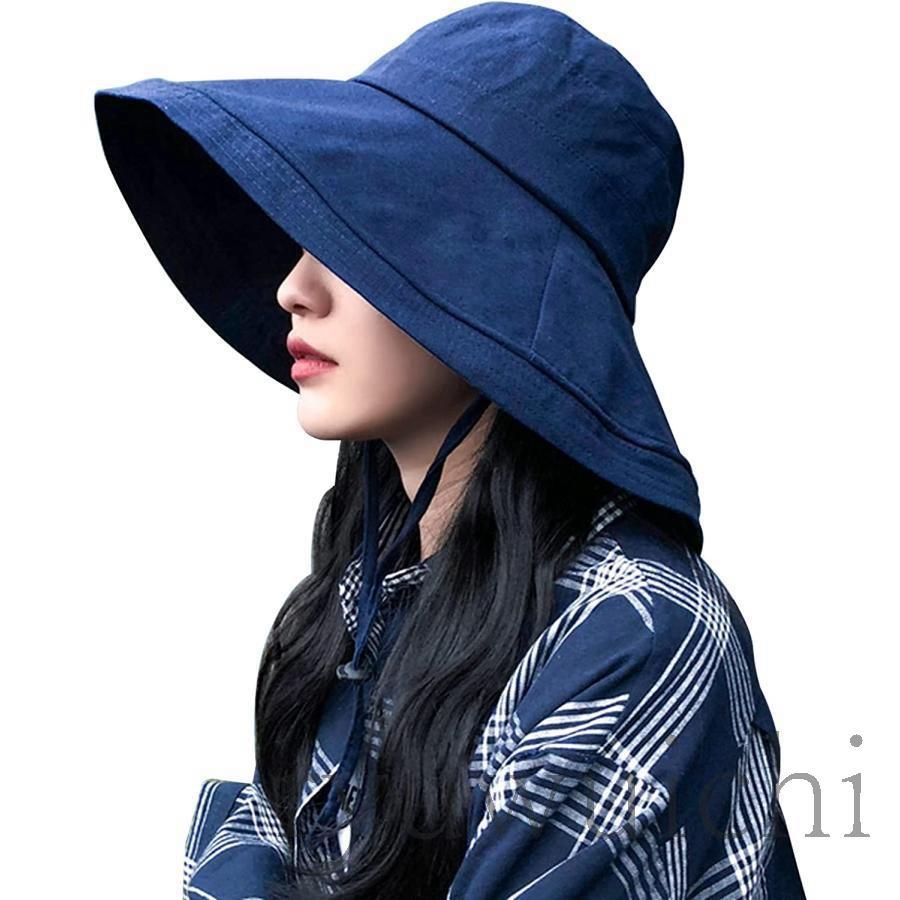 AURA DESIGNのUVカット帽子 つば広 小顔効果 あご紐 風で飛ばない 紫外線カット レディースハット 大きいサイズ 折りたたみ 携帯便利 自転車 春夏 日焼け防止｜アングル3
