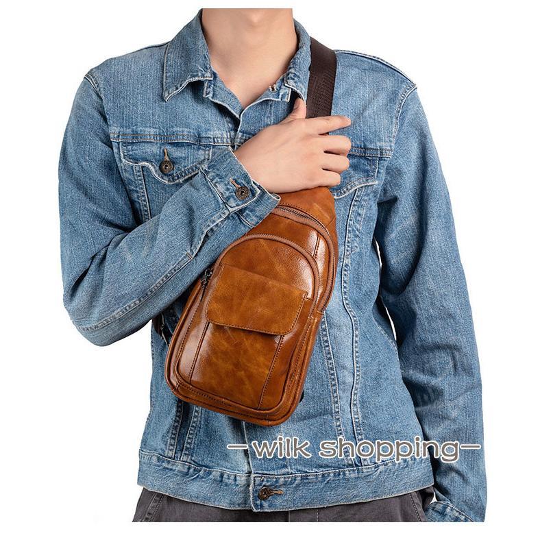 ボディバッグメンズ本革2way斜め...