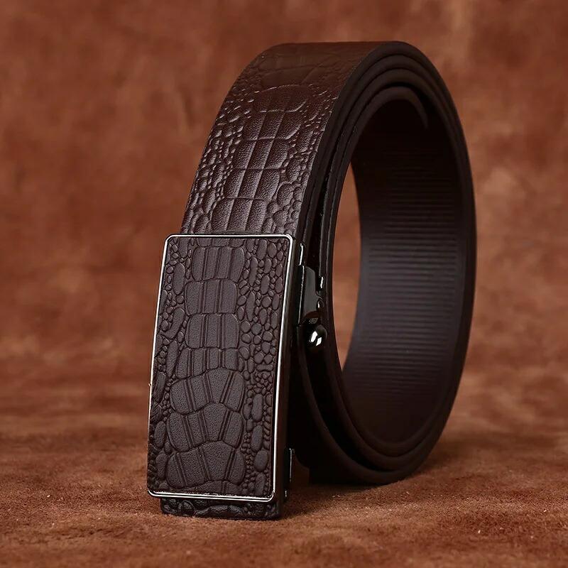 3.5cm 男性用本革ベルト,ステンレス鋼 バックル,男性用自動バックル付き本革ベルト,ビジネススーツ用自動バックル,牛革ストラップハンドメイド 手作り ギフト デザイン カジュアル シンプル ギフト 贈り物