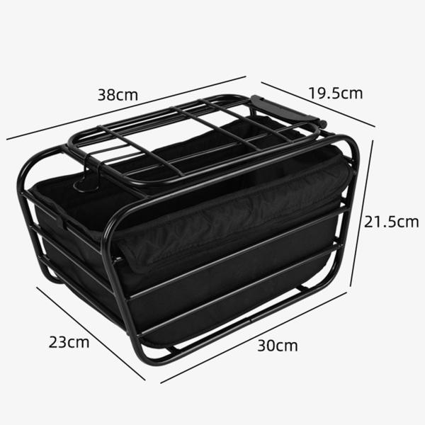 AURA DESIGNの自転車用リアバスケット 安定性のある自転車バスケット アウトドア旅行用 食料品の持ち運びに ライナー付き 38cmx23cmx21.5cm｜アングル3