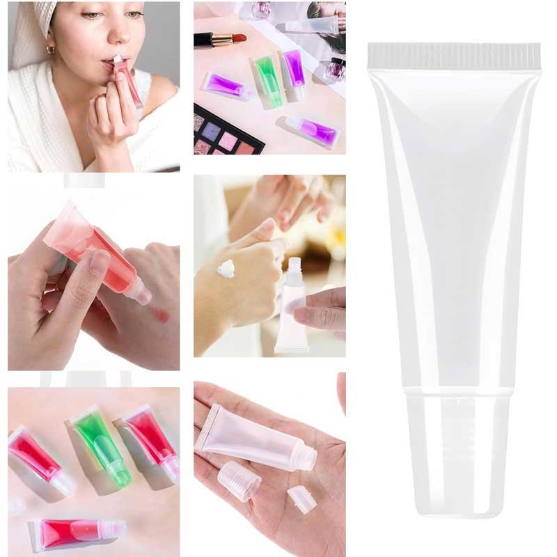 AURA DESIGNの【5個セット】 リップグロスチューブ 5ml 化粧品容器セット 詰め替えボトル 容器 ポータブル 漏れ防しデザイン 軽量 携帯易い 透明で柔らかい 旅行 出張｜アングル3