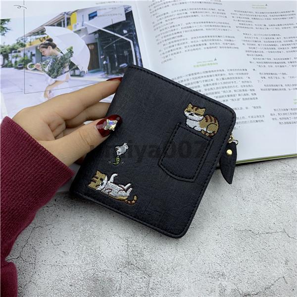 二つ折り財布 レディース ミニ財布 猫柄 短財布 ミニウォレッ 小銭入れ 開運 コンパクト 可愛い 通勤 外出 母の日 プレゼント 2