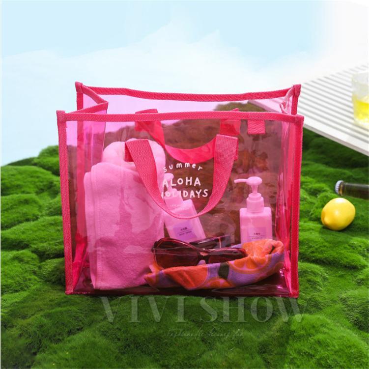 レディース トートバッグ ビーチバッグ プールバッグ 収納バッグ 水着 スイムバッグ 水泳バッグ 透明 カラバリ 水着入れ バス用品 温泉