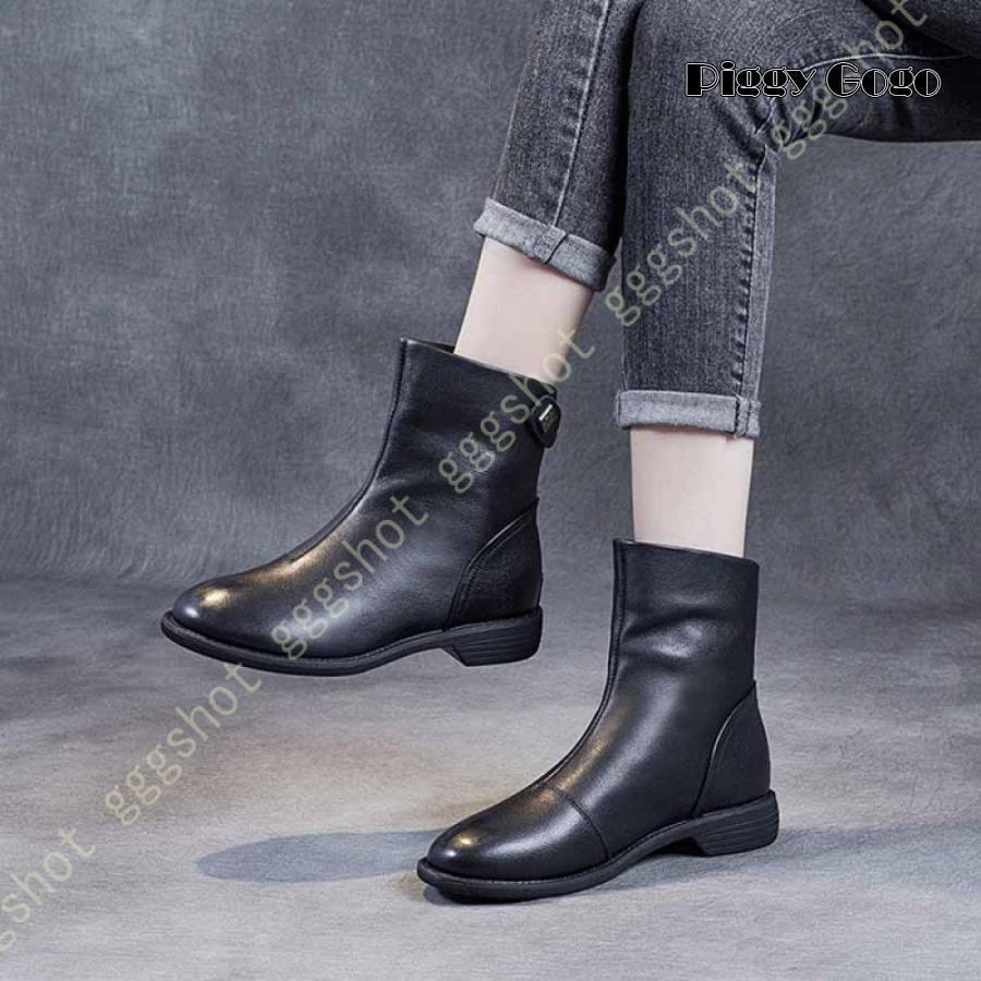 ブーツ レディース 本革 ショートブーツ 黒 茶色 フラット 大きいサイズ 小さいサイズ 歩きやすい センターシーム ソフトレザー 柔らかい ローヒール 疲れない