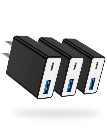 タイプC充電器TYPE-CUSBコンセント【QC3.0ポート+USB-CPDポート・3個セット・PSE認証済】IPHONE急速充電20W急速充電器IPHONE13/12/GALAXYXPERIAなど対応可能USBCPD