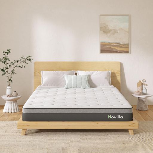Novillaマットレスダブルポケットコイルマットレスベッドマットレス硬め高反発ウレタン高密度コイル高級スプリングマットレス厚さ15cm体圧分散並行配列通気性圧縮梱包底付き感無し10年…