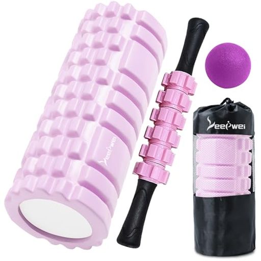 LEEPWEIフォームローラー筋膜リリースヨガポールトリガーポイントマッサージボール初心者家庭用4点セッ..