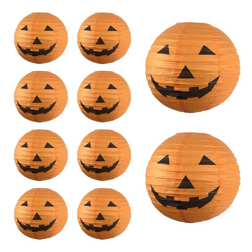 LKCCTKハロウィン飾り提灯カボチャランタンインテリア折り畳み式ちょうちんペーパーイベントお祭り居酒屋パーティーに装飾用10個入り