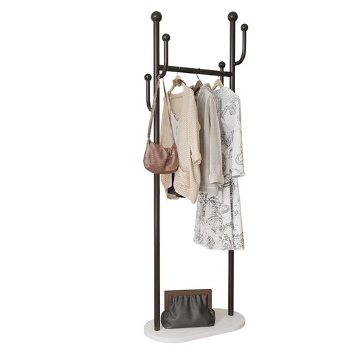 ハンガーラックコートハンガーコートスタンド洋服ラックスリムおしゃれポールハンガー50x30x165cmパイプハンガー頑丈金属製洋服掛けコート鍵バッグ傘衣類収納シ...