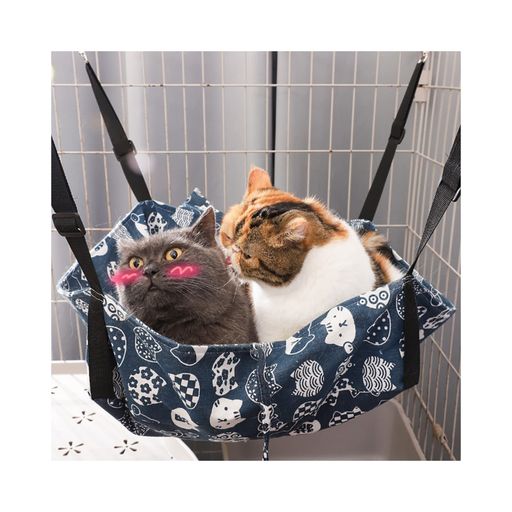 楽天NextGenShop猫ハンモックキャットハンモック椅子ケージ用猫用ベッドヒモ調整可能ペットベッド吊り下げベッドネコハンモック通気性日向ぼっこ遊び場金具丈夫丸洗い夏冬用ブルーL