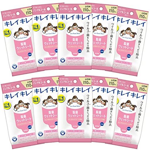 キレイキレイ【まとめ買い】除菌ウェットシートノンアルコールタイプ10枚x10個パック
