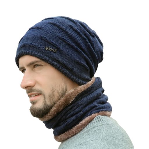 [Doyime]ネックウォーマーニット帽子【2点セット】二層裏起毛防寒吸汗速乾柔らかい伸縮性無地通勤・通..