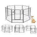 PETTOM犬サークルペットフェンスペットケージ犬ゲージ中大型犬用スチール製コンパクト8枚組高さ80CM高さ100CM室内外兼用折り畳み式組立簡単軽量持ち運び便...