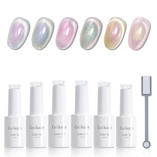 マグネットネイルジェルCoikazeジェルネイルマグネットジェル6色セットジェルネイルカラーキャッツアイジェルカラージェルセットネイルジェル磁石付きUV/LED...