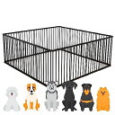 ペットサークル犬用サークル柵フェンス室内用173X173X70CM猫用犬用ドア付き扉付き折りたたみペットメッシュゲージペット用サークル小動物屋外室内用ブラック