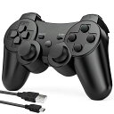 PS3コントローラー【2024新登場】500mAh大容量バッテリー無線Bluetooth接続10時間連続使用USBケーブル振動機能ワイヤレス3コントローラーP3/PC対応中型語説明書付き|詳細画像