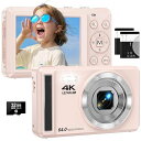 デジカメ4K6400万画素30FPSデジタルカメラ16XデジタルズームAFオートフォーカス笑顔検出2.8インチIPSスクリーン充電式YouTubeカメラ初心者向けウェブカメラ誕生日VLOGクリスマス新年軽量小型