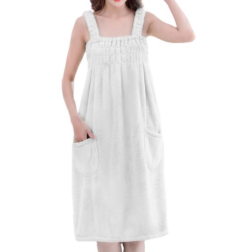 NarebualoCietupoopレディースバスタオル着れるラップタオルスリングワンピース風呂上がりずり落ちない肩紐付き着られるバスタオル着るタオルサンゴのフリース吸水性無地優しい肌触り保温…