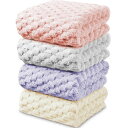 AYOバスタオル4色4枚セット60*120cmマイクロファイバー立体ポコポコ特殊織りホテル仕様ふかふか高吸水耐久性毛羽落ち少ない(さくらピンク+ライトグレー+パープル+クリーム)