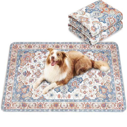 ULIGOTA洗える ペットシーツ 犬 猫用 洗えるペットマット おしっこマット ペットマット エスニック柄 下敷きマット 洗える 速乾 繰り返し使える(122×81CM ベージュ)