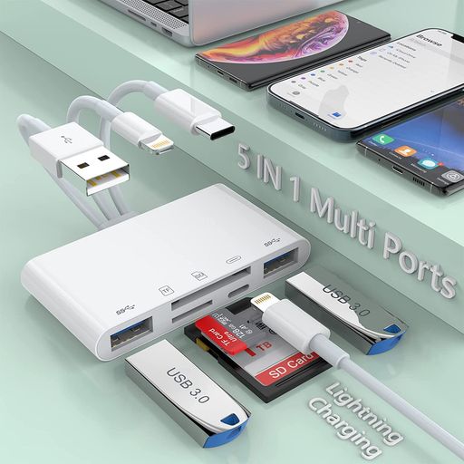 【MFi認証品】iPhoneSDカードリーダー8in1Lightning/USB3.0/TypeC-USB3.0/TypeC/SD/microSDメモリカードリーダー設定不要急速充電写真/ビデオ/資料双方向高速転送カードリーダー
