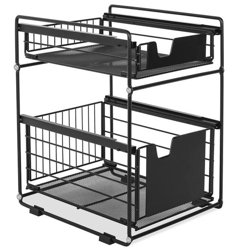 BQKOZFINシンク下収納ラックキッチン下収納収納棚スライド式引き出し2段幅28x奥行き33x高さ43cm大容量..