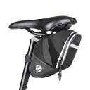 AKEIEサドルバッグストラップ式自転車用大容量1.5L耐水性撥水機能付き反射材付きテールライトハンガー付き取り付け簡単自転車バッグ(ブラック)