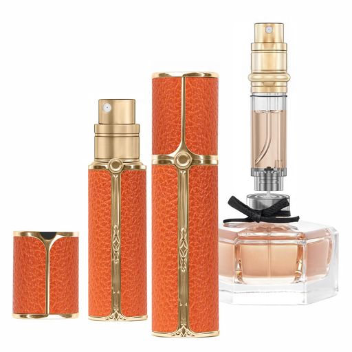 muilsaeAF01ORGアトマイザー香水持ち歩き便利香水噴霧器漏れない革詰め替えミニ底部充填女性と男性旅行ギフト携帯用プシュ式5ml
