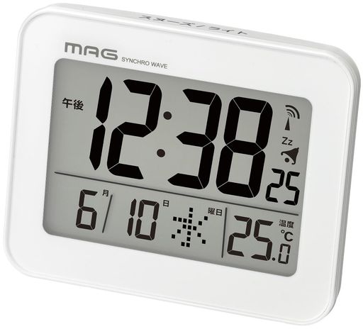 MAG(マグ) 目覚まし時計 置き時計 小型 小さい デジタル 電波時計 温度計 カレンダ...