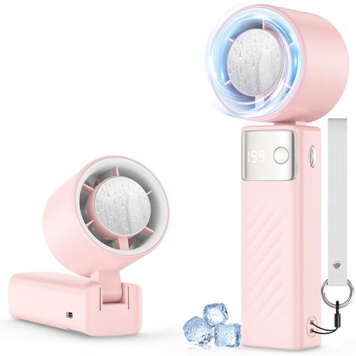 ハンディファン【2026新登場-20°C瞬間冷却】扇風機ハンディ冷感プレート付き1-199段階風量調整7枚羽根20時間連続冷却5400mAh大容量バッテリーType-C充電LEDパワー&風速表示