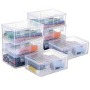 Sumnacon4個セット収納ケース小物収納ボックスプラスチック製収納ケース多機能収納分類収納仕切り蓋付くカード収納文房具収納写真収納縫い物収納テーブル収納箱(...
