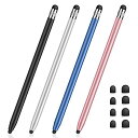 MEKO タッチペン 4本セットスタイラスペン タブレット スマートフォン ス IPHONE IPAD ANDROID たっちぺん イラスト ツムツム ゲーム スマートフォン ペン 4本+交換ペン先*8(2)