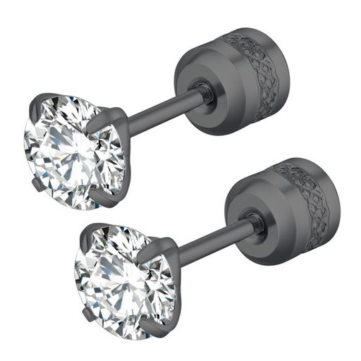 ピアスレディース石シンプル5mm黒サージカルステンレススタッドピアスつけっぱなしネジ式ジュエリー男女兼用両耳用キャッチ人気おしゃれプレゼントファーストピアスブラ...