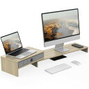 Fengeモニター台机上台パソコン台モニタースタンド横幅78.3-113cm木製天板PC台卓上モニター台机上ラックpcモニター台パソコンラック卓上引き出し収納オークG04D1083C