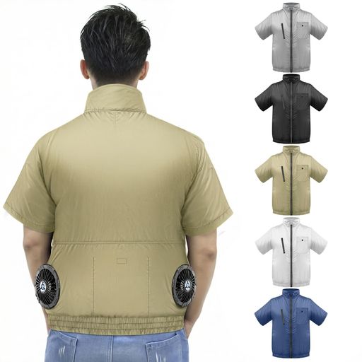[Sumeriy] 空調作業服 服のみ 【90mm服穴径採用 市販99%のファン対応可能】 半袖 UVカット 遮熱 薄型 軽量 互換性高い 保冷剤ポケット付き 男女兼用 熱中症対策 グッズ 工事現場適用 型番P-K43(…