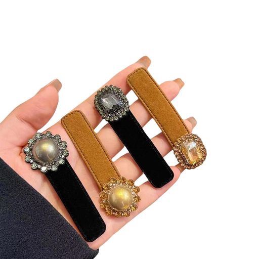 ヘアピン前髪おしゃれ4個セット黒跡がつかないパールラインストーン前髪クリップレディース小さめ可愛..