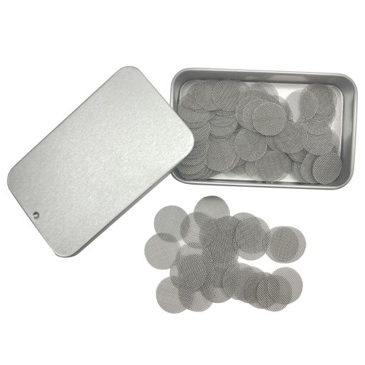 ステンレス網タバコフィルター150枚セット-パイプタバコスクリーンキセル喫煙具適用パイプ喫煙具収納ボックス付き