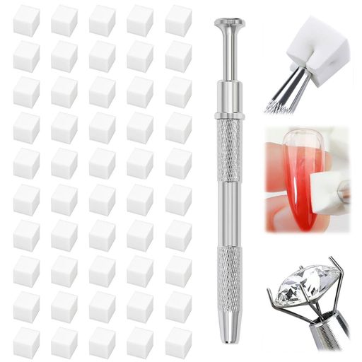ネイルスポンジ50個入り1CM使い捨てスポンジネイルアート豆腐キューブマニキュアスポンジネイルアクセサリー赤面道具勾配染色道具ネイルツールピックアップツール付き