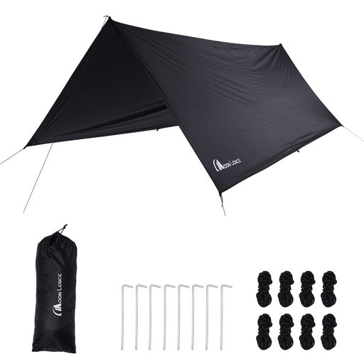 MOONLENCEタープ3mx3mブラックガム加工防水タープレクタタープ3000mm耐水圧紫外線カット日除け天幕シェ..