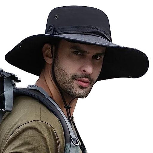 [Pawinpaw]サファリハットメンズつば広帽子【メッシュ通気・UPF50+UVカット・撥水・防汚・超軽量】日除け帽子ハットメンズ大きいサイズ折り畳み2WAY速乾性おしゃれ紫外線対策あご紐付き