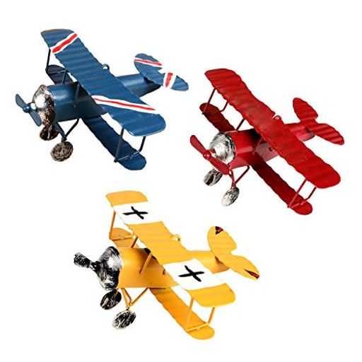 VANTIYAUS飛行機装飾(3色パック)ハンギング飛行機オーナメントヴィンテージミニメタル飛行機おもちゃ装飾モデルアイアンレトロ飛行機男の子部屋写真小道具クリスマスツリーデスクトップ…