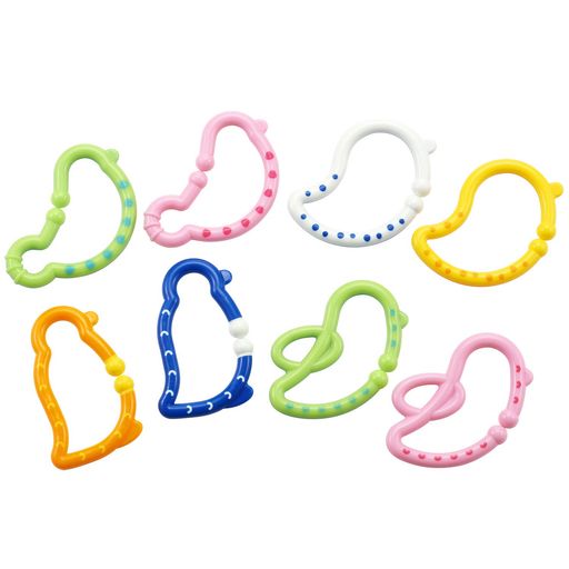 レック(LEC)DreamCollectionつながるマルチリング8個入バード型(歯がため・知育玩具・紛失防止リング)A00056