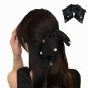 ヘアクリップリボン大きめバンスクリップ髪留めクリップおしゃれしっかりとまる大人っぽいヘアアクセサリーバレッタ可愛い黒韓国リボン髪飾りヘアリボン軽い強力シンプル日常通勤二…