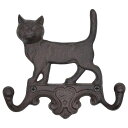 RIXIGOOD壁掛けフック猫鋳鉄製アンティーク調ウォールフックおしゃれかわいい動物高耐久ダブルフック鍵バッグコート帽子服玄関庭ベランダ壁収納装飾ウォールハンガ...