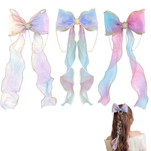 LKCCTKLKCCTKヘアアクセサリーヘアクリップ3点セット蝶結びデザインプリンセスリボン髪を傷めない髪飾り子供女性女の子卒園式発表会誕生日成人式結婚式パーテ...