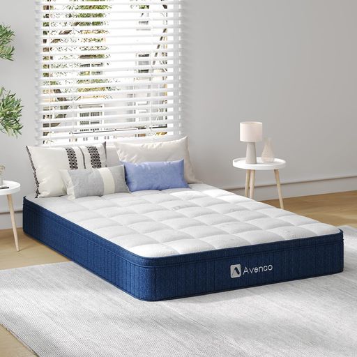 Avencoマットレスダブル厚さ26cmポケットコイルマットレス高密度コイル560個3ゾーン体圧分散竹炭ジェルフォーム空気清浄しっかり支え力ベッドマットレス140cmx195cmx26cm