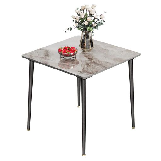 UNHOダイニングテーブル食卓テーブル2人用石材xスチール単品幅80cmおしゃれモダン2人掛けテーブル大理..