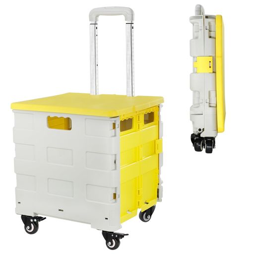 ZHJINGYUショッピングカート折りたたみキャリーカートコンテナキャリー360°回転4輪静音キャスタースト..